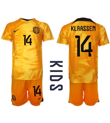 Lacne Dětský Futbalové dres Holandsko Davy Klaassen #14 MS 2022 Krátky Rukáv - Domáci (+ trenírky)